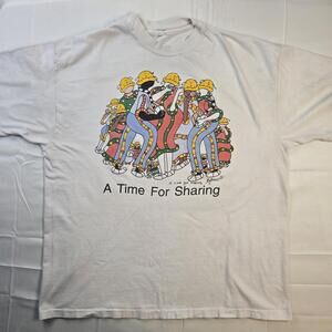 Vintage A Time For Sharing Shirt Mens Extra Large Graphic Art Funny Tee 90s